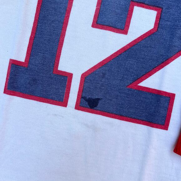 Vintage Healthtex Mockneck Football Number 12 T Shirt Jersey Baby Tee Yth 10 - Picture 5 of 10